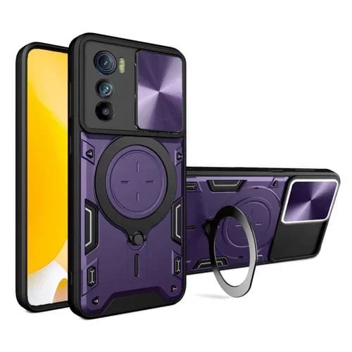 Funda Motorola Edge 30 Cd Textura Deslizante Camshield Soporte Magnético (Púrpura)