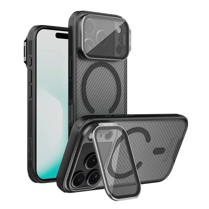 Funda NILLKIN CamShield para iPhone 17 Pro, transparente, con espejo, magnética, translúcida, para PC (negro)