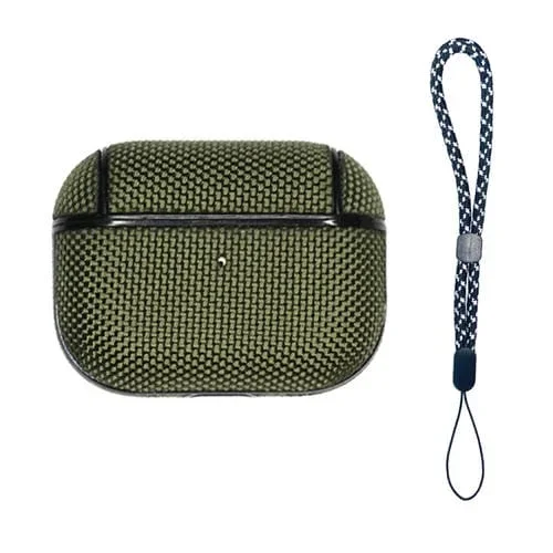 Funda para AirPods Pro 2 de Nailon Impermeable con Cordón (Verde Militar)