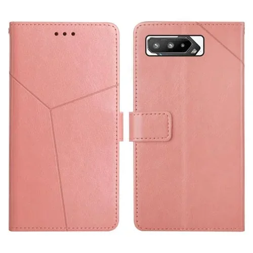 Funda para Asus Rog Teléfono 5 con Casting y Flip Horizontal de Cuero (Oro Rosa)