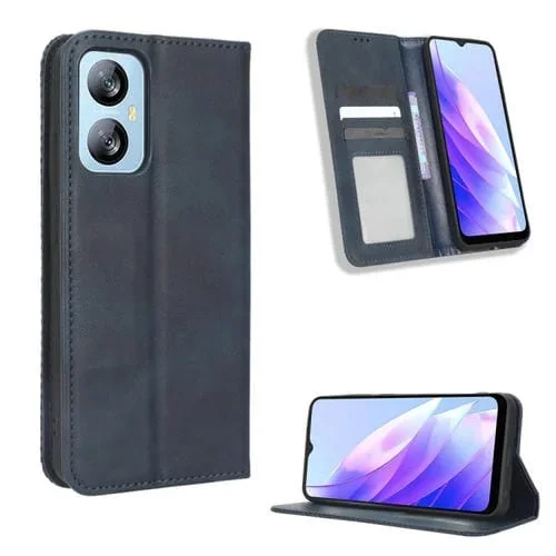 Funda para BlackView A52 y A52 Pro de Cuero con Textura Retro y Hebilla Magnética (Azul)