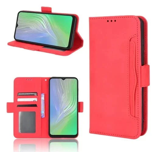 Funda para BlackView A55 Cuero patrón de Pantorrilla (Rojo)