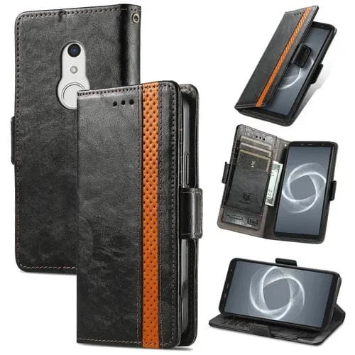 Funda para Flechas Be4 Plus F-41B Caseneo Empalma Negocios Dual Hebilla Magnética Horizontal Flip PU Cuero (Negro)