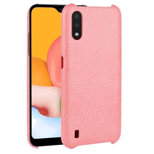 Funda para Galaxy A01 PC + Pu Textura Cocodrilo a Prueba de Golpes (Rosa)