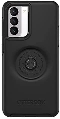 Funda para Galaxy S21 5G, OtterBox Otter+Pop, resistente a golpes y caídas, con PopSockets PopGrip, Testada 3x estándares Militares anticaídas, Antimicrobiana, Negro