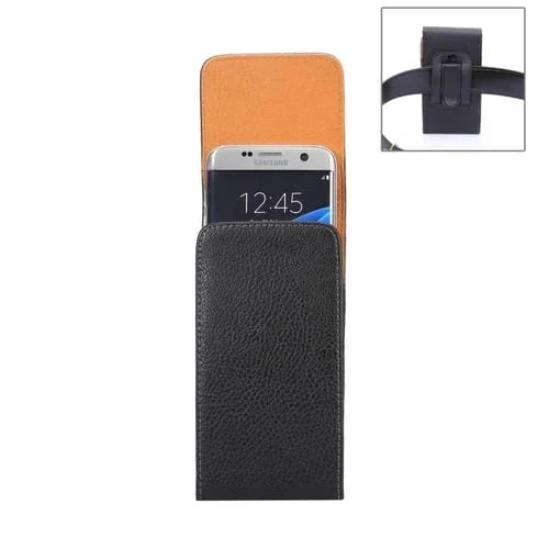Funda para Galaxy S7 Edge G935 Cuero con Tapa Vertical Riñonera Clip Trasero (Negro)