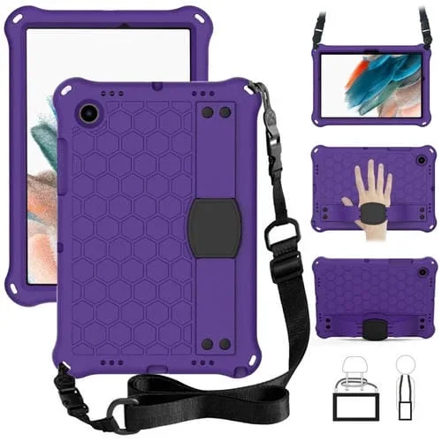 Funda para Galaxy Tab A8 10.5 (2021) X200 X205 Honeycomb Eva + Pc con Correa (Púrpura Negro)