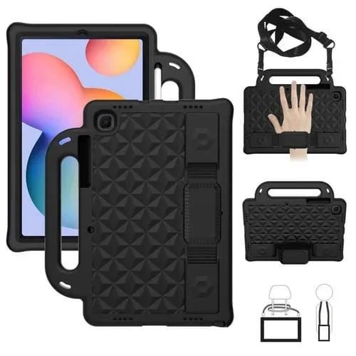 Funda para Galaxy Tab S6 Lite P610 P615 Diamond Series Eva Anticaída Protectora con Soporte y Correa (Negro)