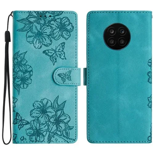 Funda para Honor 50 Lite Cherry Blossom Butterfly Skin Feel de PU en Relieve (Verde)