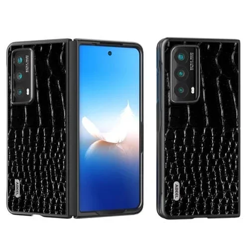 Funda para Honor Magic Vs2 Abeel Cuero Genuino Patrón Cocodrilo Borde Negro (Negro)