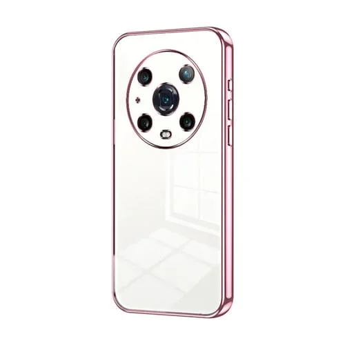 Funda para Honor Magic4 Pro con Orificio Fino y Revestimiento Transparente (Rosa)