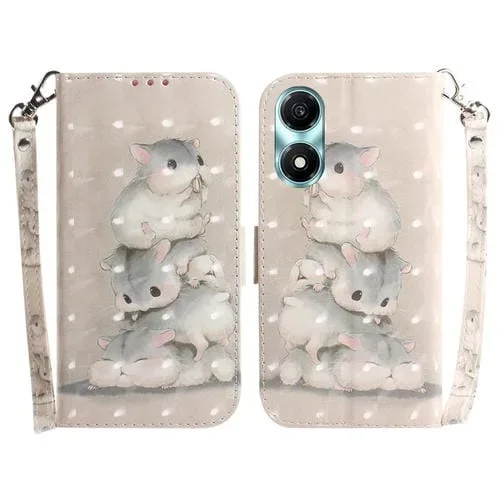 Funda para Honor X5 Plus y Play 40C de Cuero con Tapa Horizontal 3D (Ardillas)