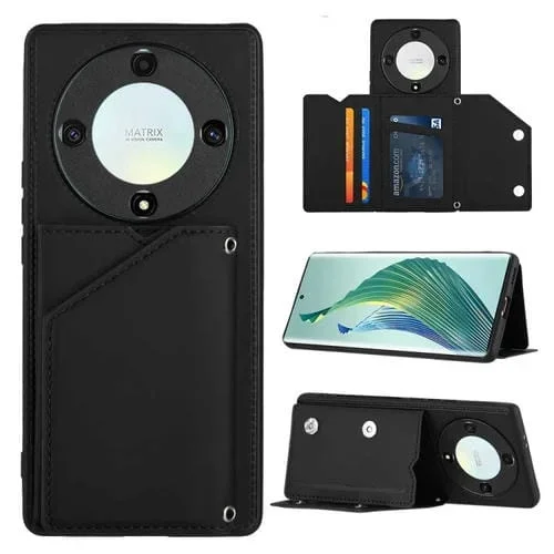 Funda para Honor X9A Skin Feel PU + TPU con Ranuras para Tarjetas para Teléfono (Negro)