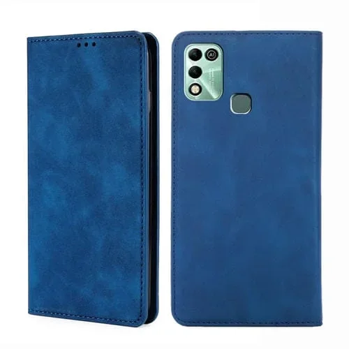 Funda para Infinix Hot 11 Play Skin Feel Flip Horizontal Magnética de Cuero (Azul)