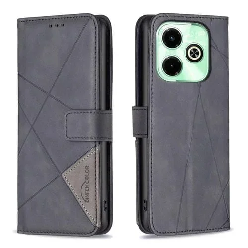 Funda para Infinix Hot 40/40 Pro Cuero Textura de Rombo Hebilla Magnética (Negro)