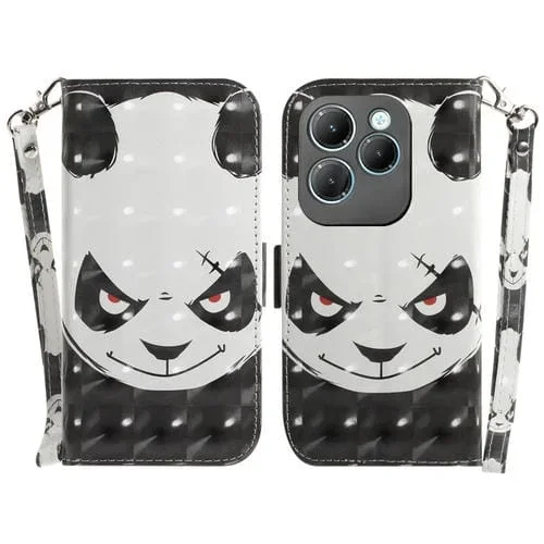 Funda para Infinix Hot 40/40 Pro de Cuero con Tapa Horizontal y Diseño 3D (Oso Enojado)