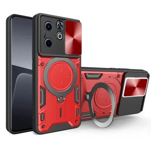 Funda para Infinix Hot 40I y Smart 8 Cd Texture con Sliding Camshield y Soporte Magnético (Rojo)