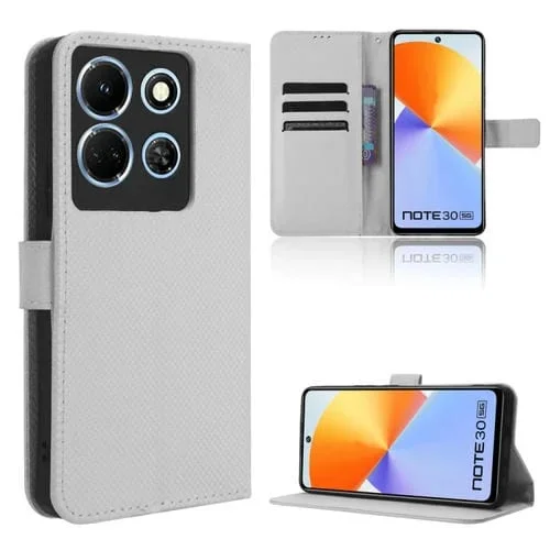 Funda para Infinix Note 30 4G con Textura Diamond de Cuero (Blanco)