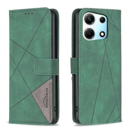 Funda para Infinix Note 30 5G Cuero Textura de Rombo Hebilla Magnética (Verde)