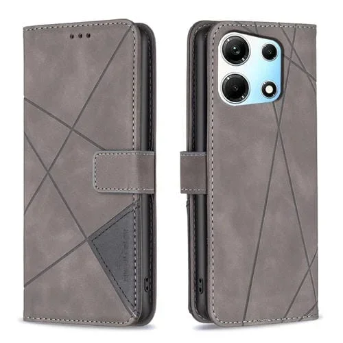 Funda para Infinix Note 30 5G de Cuero con Textura de Rombo y Hebilla Magnética (Gris)