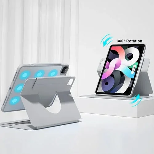 Funda para iPad 10.2 2019 / 2020 / 2021 con Soporte Frontal Giratorio Clear Back Smart Case (Gris Estrellado)
