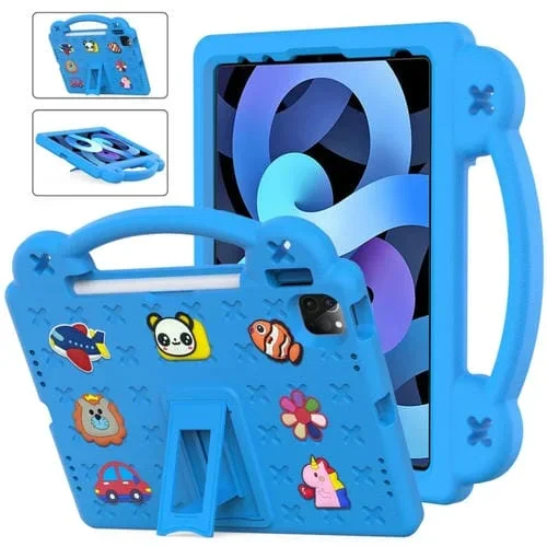 Funda para iPad 2025/2022 con Asa y Soporte para Niños de Eva a Prueba de Golpes (Azul Cielo)