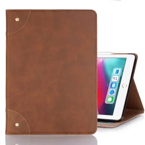Funda para iPad Air 13 (2025/2024) y iPad Pro 12,9 (2018) Piel Sintética Tapa Horizontal Soporte Ranuras Cartera (Marrón)