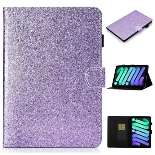 Funda para iPad Cuero Tapa Horizontal Purpurina Brillante iPad 2025/2022 (Morado)