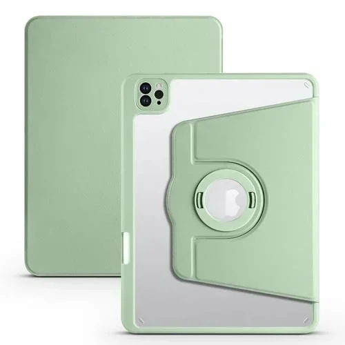 Funda para iPad Pro 11 2022 y Air 10.9 2022 Acrílico 360 Rotación Cuero Desmontable (Verde Pino)