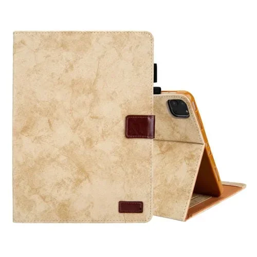 Funda para iPad Pro 11 2024 de Cuero con Textura de Tela (Amarilla)