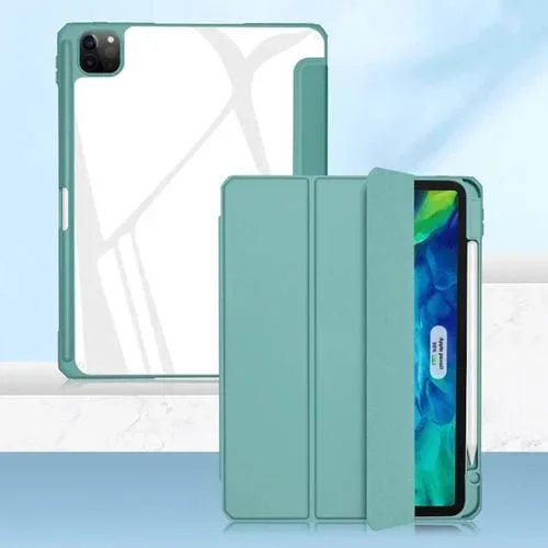 Funda para iPad Pro 12.9 Mutural Pinyue Series PC + TPU Cuero Tapa Horizontal Soporte Ranura Bolígrafo Suspensión (Verde Oscuro)
