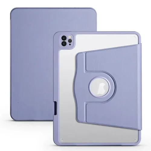 Funda para iPad Pro 13 2024 Acrílica Cuero Soporte Rotación 360 (Púrpura Lavanda)