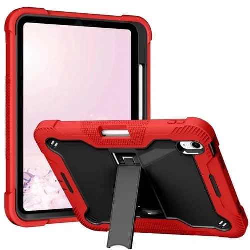 Funda para iPad Silicona y Policarbonato a Prueba de Golpes iPad 2025/2022 (Roja y Negra)