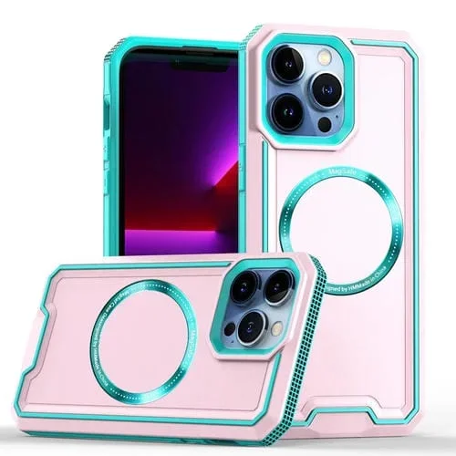 Funda para iPhone 11 Armor Two-Color Magsafe Magnetic TPU + PC (Azul + Rosa)