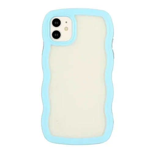 Funda para iPhone 11 Candy Color Wave TPU Clear PC Phone Case (Azul)