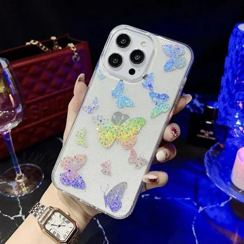 Funda para iPhone 11 Little Star Series Glitter Powder TPU Phone Case (Mariposas)