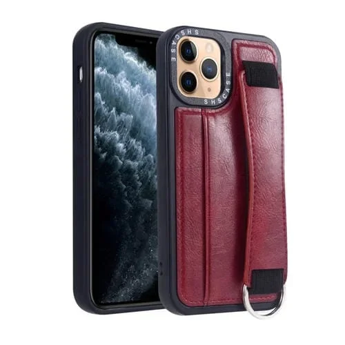 Funda para iPhone 11 Pro Marco de Fotos Tarjeta Monedero Correa de Muñeca Titular Contraportada Caja del Teléfono (Rojo)