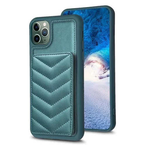 Funda para iPhone 11 Pro Max Bf26 Wave Pattern Card Bag Holder Phone Case (Verde)
