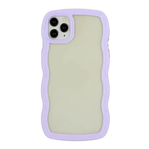 Funda para iPhone 11 Pro Max Candy Color Wave TPU Clear PC Phone Case (Púrpura)