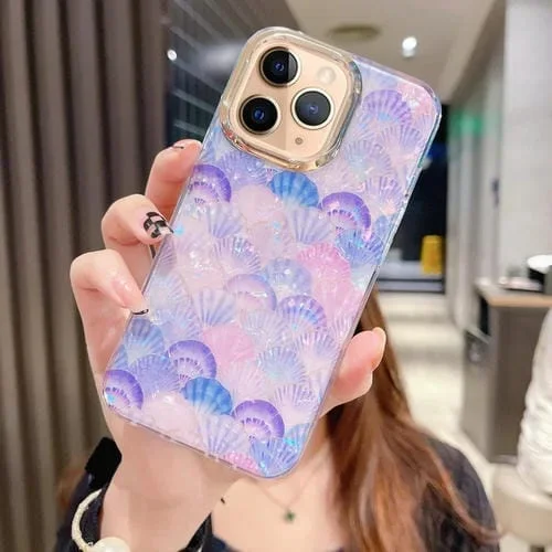 Funda para iPhone 11 Pro Max Colorful Crystal Shell Pattern PC + TPU (Scallop Purple)