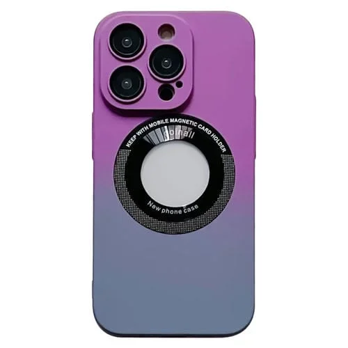 Funda para iPhone 11 Pro Max Gradient Skin Feel Magsafe Magnética (Púrpura + Gris)