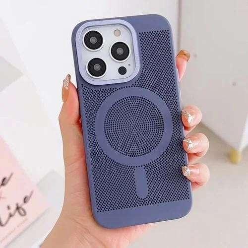 Funda para iPhone 11 Pro Max Grid Cooling Magsafe Magnética para Teléfono (Gris Azul)