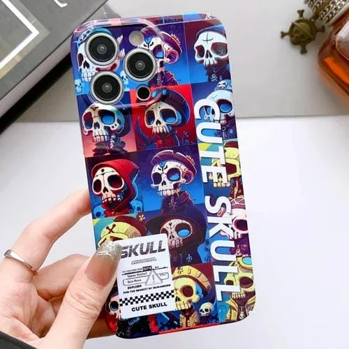 Funda para iPhone 11 Pro Max PC Patrón Pintado Precise Hole Calavera Linda