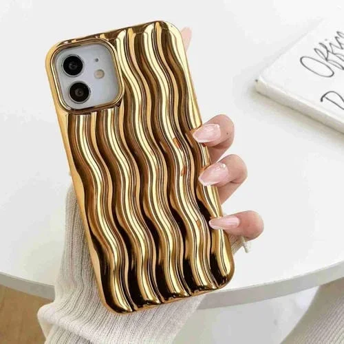 Funda para iPhone 11 Pro Max Plating 3D Water Wave Texture (Oro)