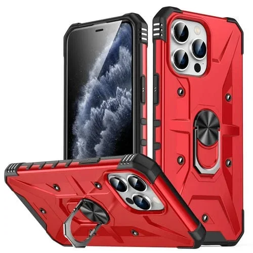 Funda para iPhone 11 Pro Max Ring Holder Phone Case (Rojo)