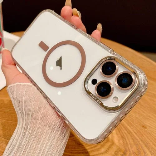 Funda para iPhone 11 Pro Transparente con Protección Magsafe y Película para Lentes (Oro Titanio)