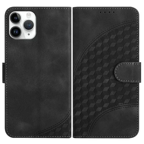 Funda para iPhone 11 Pro Yx0060 Cuero con Relieve y Cabeza de Elefante con Cordón (Negro)