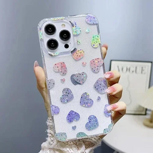 Funda para iPhone 12 Little Star Series TPU Glitter Powder con Diseño Love Heart
