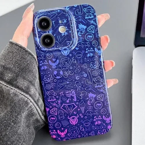 Funda para iPhone 12 PC Patrón Pintado Precise Hole (Graffiti Rojo Azul)
