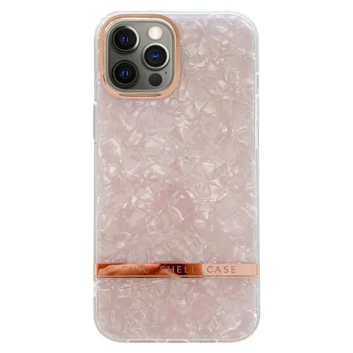 Funda para iPhone 12 Pro Galvanoplastia Shell Texture TPU (Rosa)